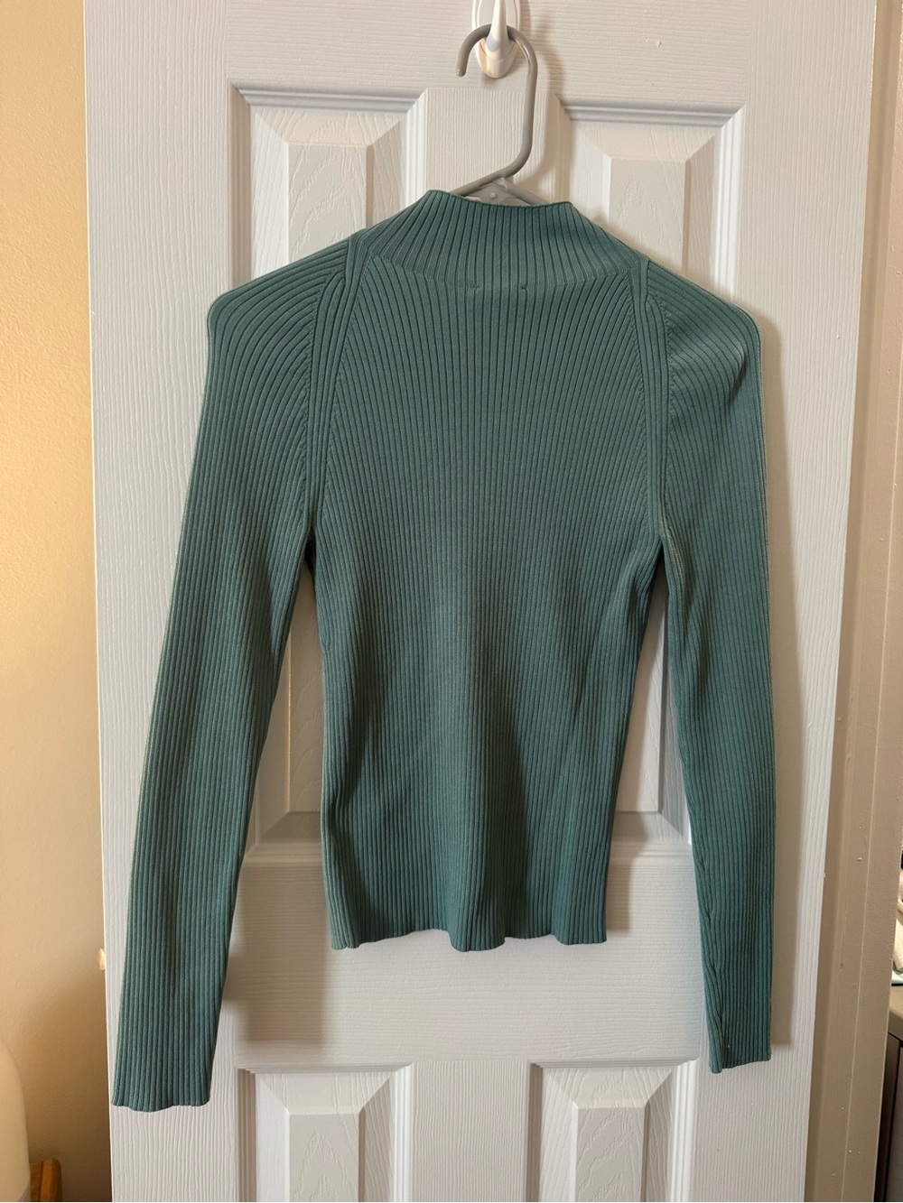 Express Ribbed Mock Neck Top — Sage - Picture 3 of 3